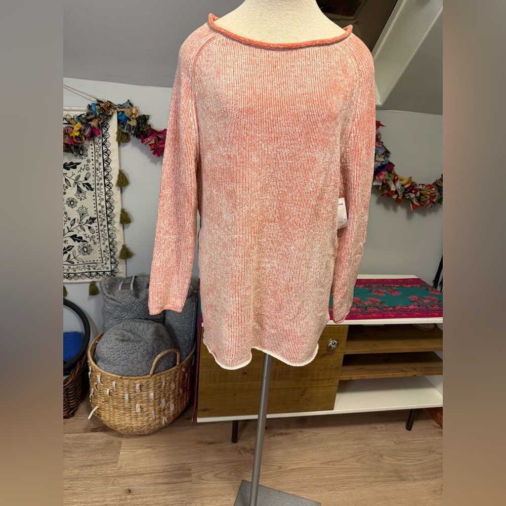 NWT Free People Lenox Orange and white Sweater Tunic/Dress XS - Picture 4 of 8